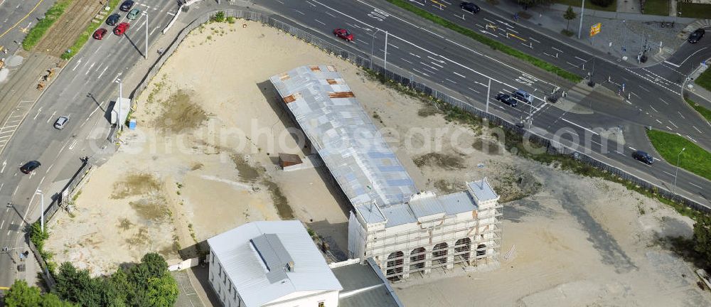 Aerial image Leipzig - Blick den Bayerischen Bahnhof mit der Baustelle City-Tunnel Leipzig. Der City-Tunnel ist ein noch im Bau befindlicher Eisenbahntunnel für die S-Bahn der Innenstadt in Leipzig mit zwei Tunnelröhren und einem Gleis je Richtung. View the Bavarian railway station with the construction site City-Tunnel Leipzig. Projektsteuerung durch die SCHÜßLERPLAN Ingenieurgesellschaft -