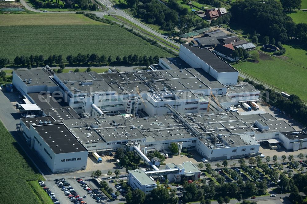 Mettingen from above - Bakery and confectionary of the Coppenrath & Wiese KG and subsidiary company Backsfrost Caldino GmbH in Mettingen in the state North Rhine-Westphalia