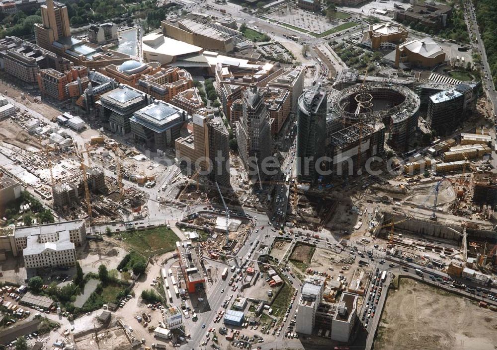 Aerial image Berlin - Bebauung des Areales am Leipziger Platz in Berlin-Mitte.