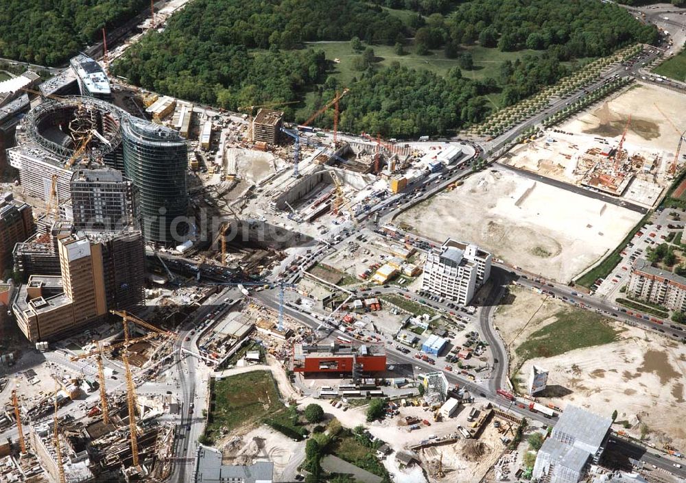 Aerial photograph Berlin - Bebauung des Areales am Leipziger Platz in Berlin-Mitte.