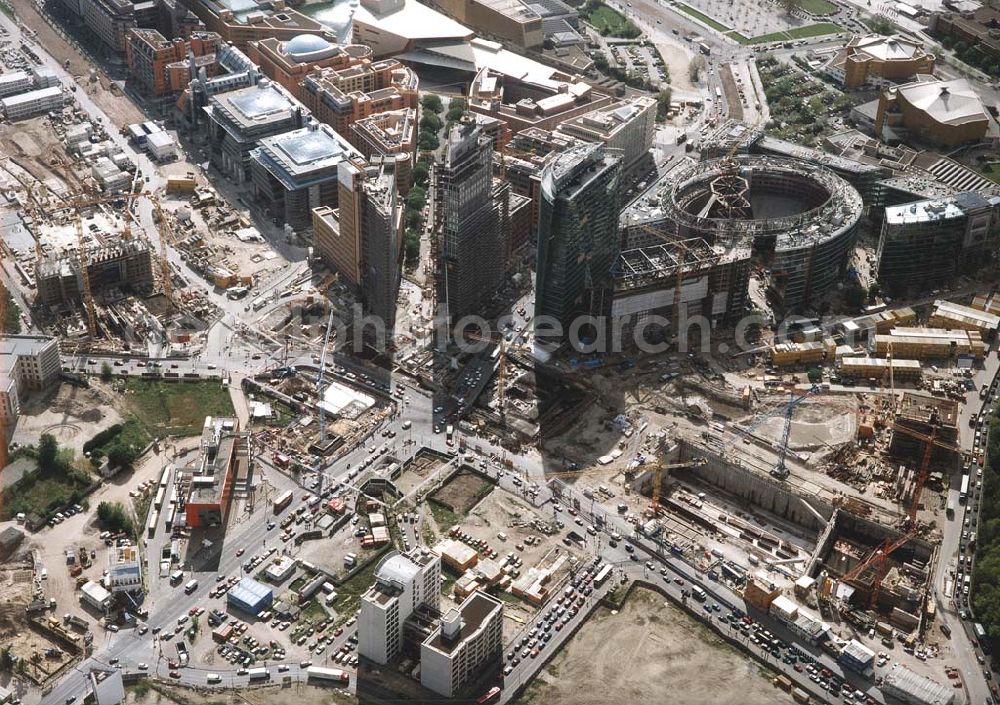 Aerial photograph Berlin - Bebauung des Areales am Leipziger Platz in Berlin-Mitte.