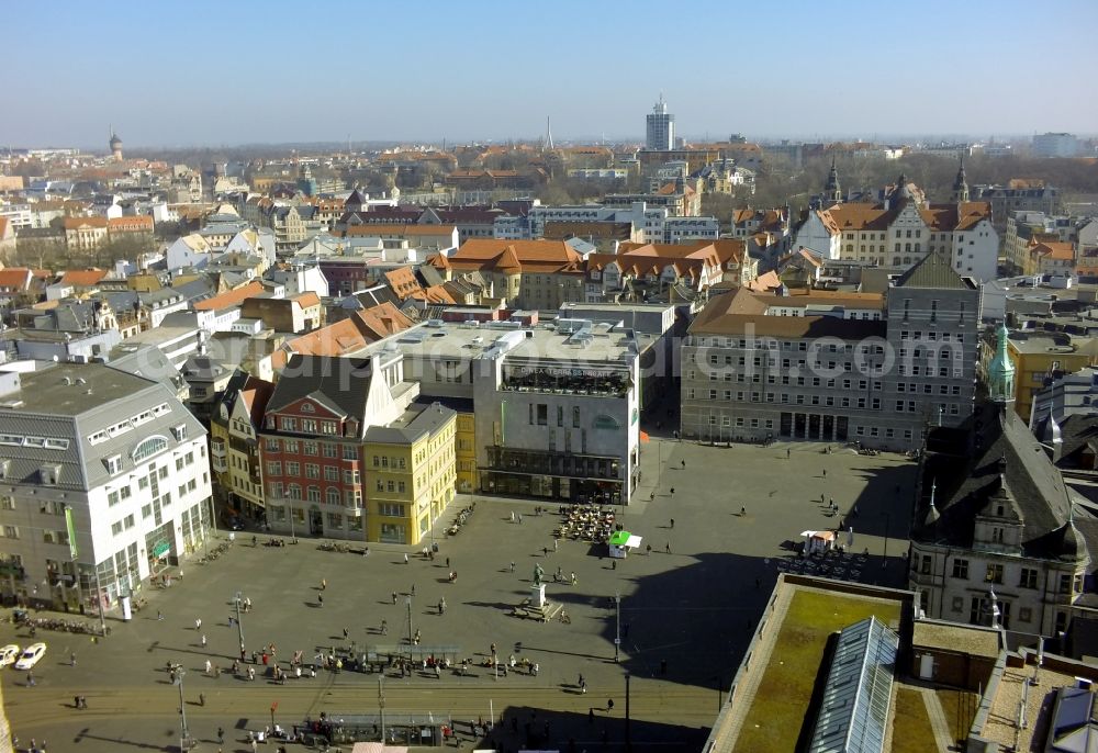 Halle / Saale from above - Building on the market square with terraces - Cafe des DINEA terrace café in Halle (Saale) in Saxony-Anhalt