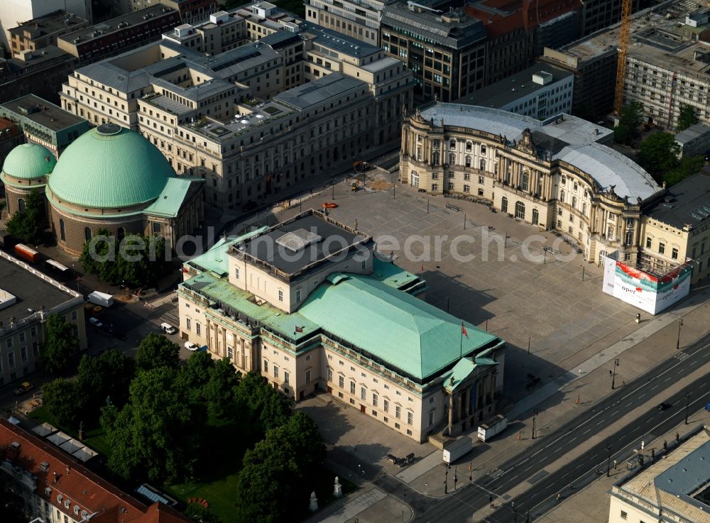 Aerial photograph Berlin - Bebelplatz in Berlin on Unter den Linden