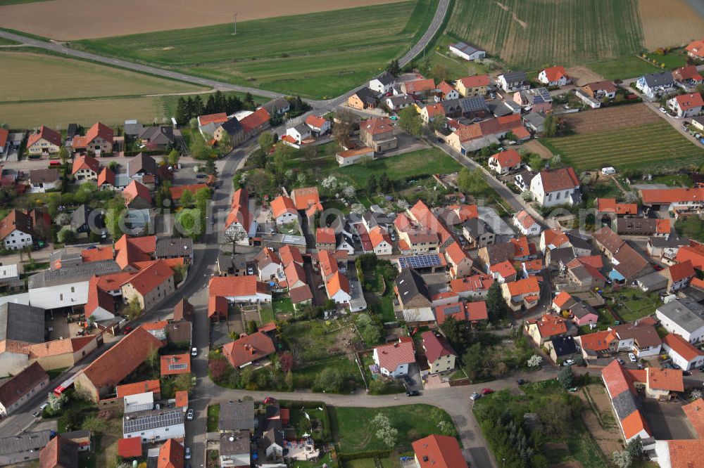 Bechenheim from above - Bechenheim is a municipality in the Alzey-Worms, in Rhineland-Palatinate