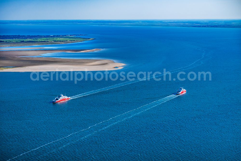 List from above - Encounter of both ships of the FRS Sylt ferry between in List and Romo on Sylt in the state Schleswig-Holstein, Germany