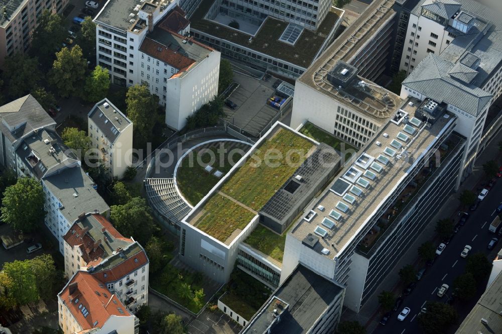 Berlin from above - Green roof of an office building in Leibnizstrasse in the Charlottenburg part of Berlin in Germany