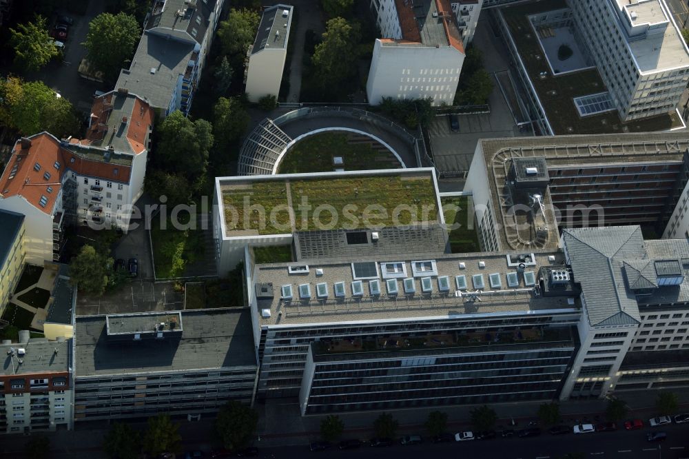 Berlin from above - Green roof of an office building in Leibnizstrasse in the Charlottenburg part of Berlin in Germany