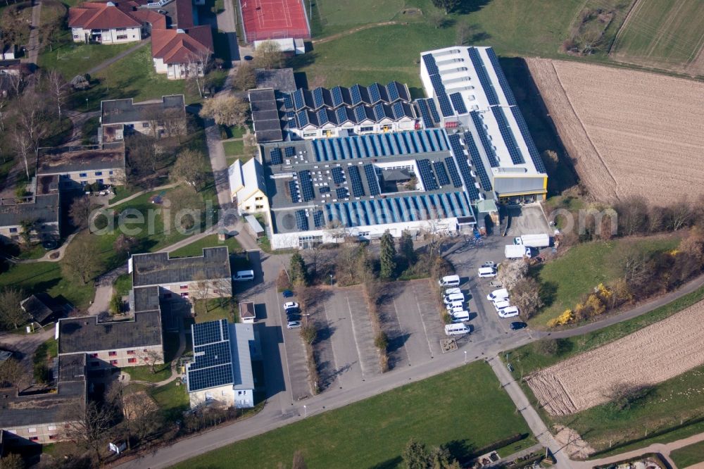 Kehl from the bird's eye view: Home for disabled people and workshop Assisted Living Diakonie Kork-Hanauerland factorystaetten in the district Kork in Kehl in the state Baden-Wuerttemberg, Germany