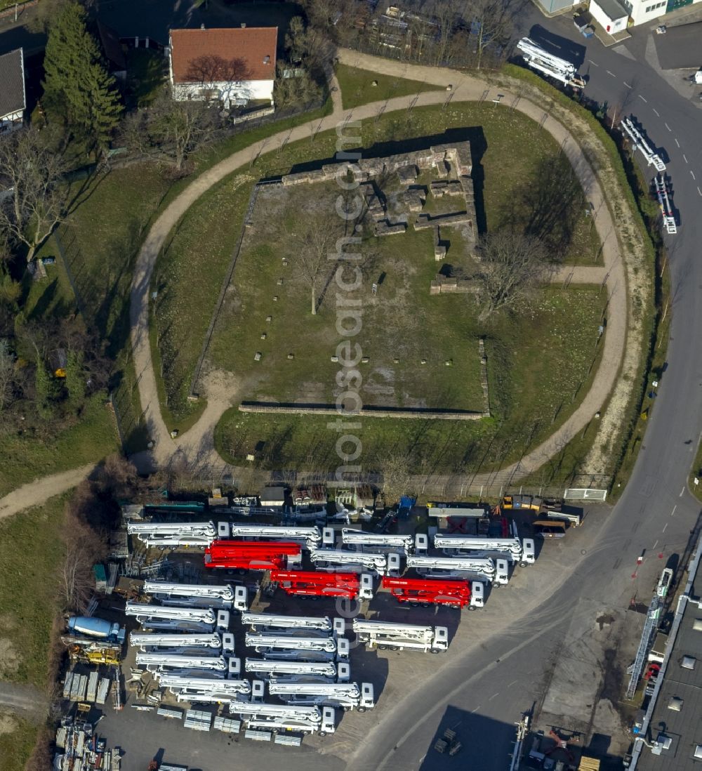 Aerial image Herne - In archaeological excavations uncovered ruins of house Crange in Herne in the state of North Rhine-Westphalia