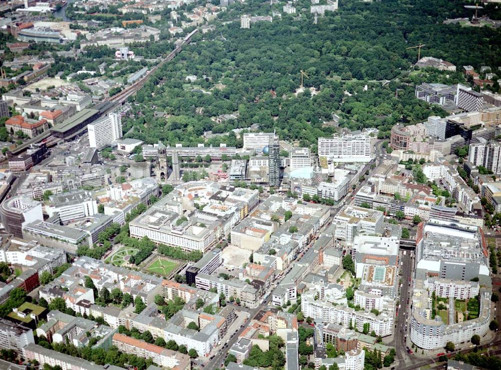 Berlin - Charlottenburg from above - Bereich am Breitscheidplatz / Bhf. Zoo in Berlin - Charlottenburg