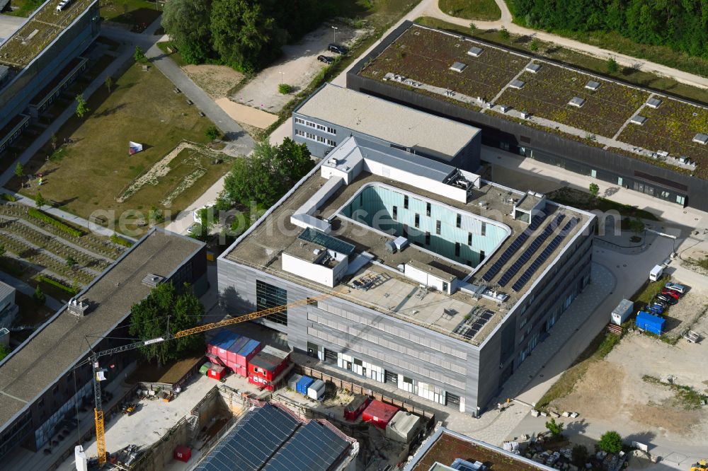 Ingolstadt from the bird's eye view: Area around the former foundry in Ingolstadt in the state of Bavaria. The Audi Akademie and the construction site of the Kongresshotel are located on the site of the former Schubert + Salzer foundry. The construction of the hotel is carried out by the VIB-Vermoegen AG, operator will be the hotel chain Maritim