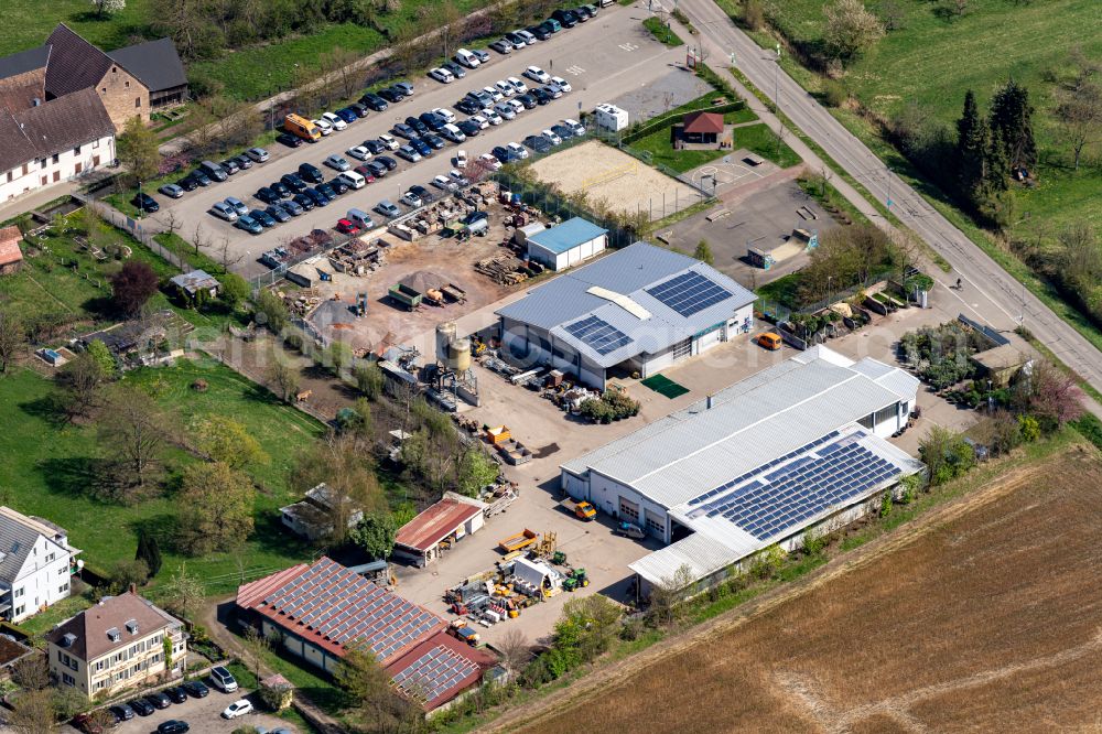 Ettenheim from above - Building and production halls on the premises of of Bauhof Stadt Ettenheim in Ettenheim in the state Baden-Wurttemberg, Germany