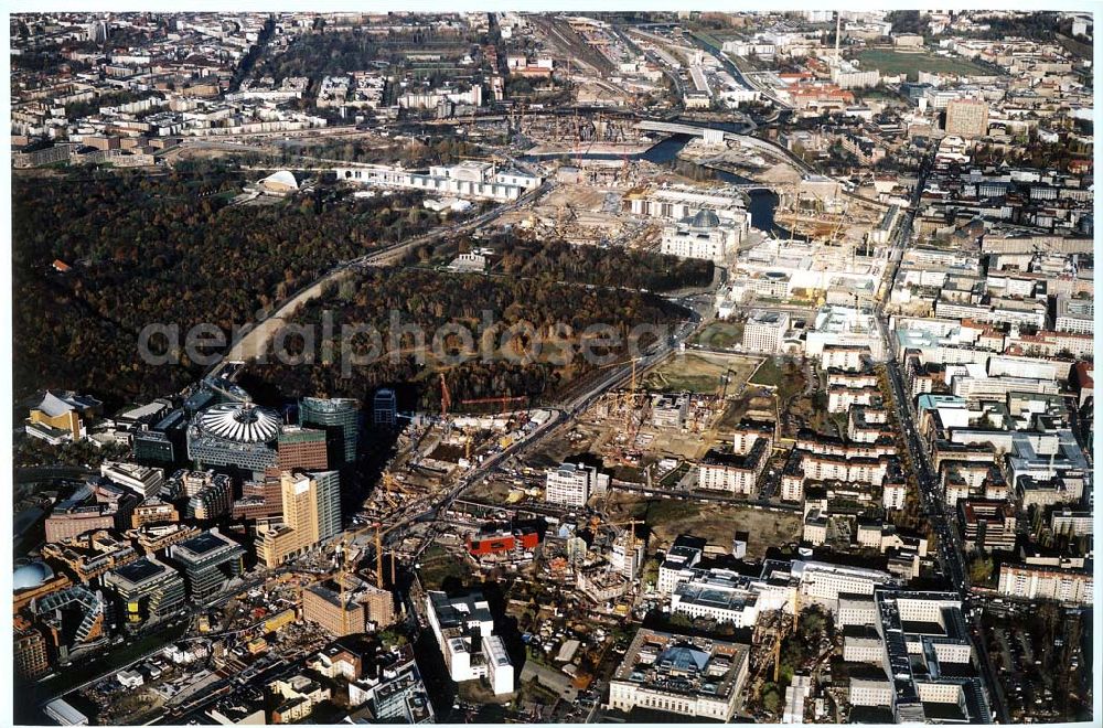 Aerial image Berlin - Tiergarten - Bereich zwischen Potsdamer Platz und Berlin - Mitte.