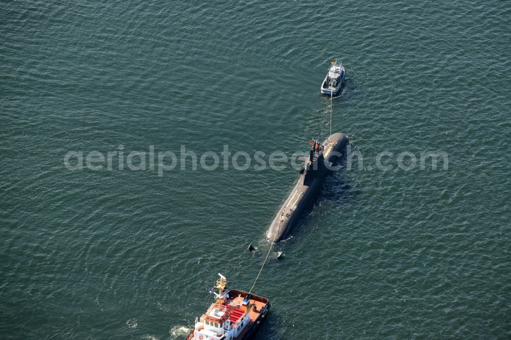 Kiel from above - Driving a U-boat of the Navy in Kiel in the state Schleswig-Holstein