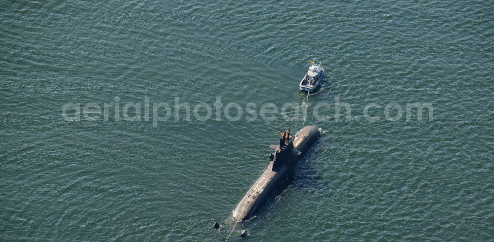 Kiel from the bird's eye view: Driving a U-boat of the Navy in Kiel in the state Schleswig-Holstein