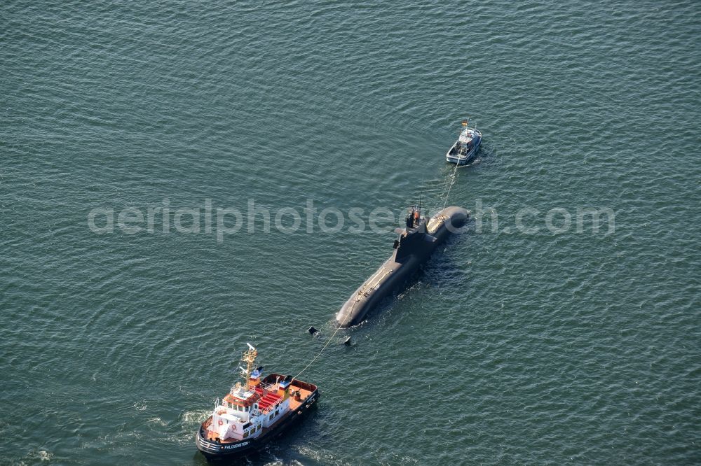 Kiel from above - Driving a U-boat of the Navy in Kiel in the state Schleswig-Holstein