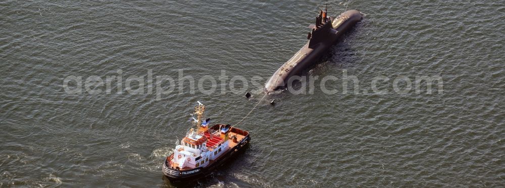 Kiel from the bird's eye view: Driving a U-boat of the Navy in Kiel in the state Schleswig-Holstein