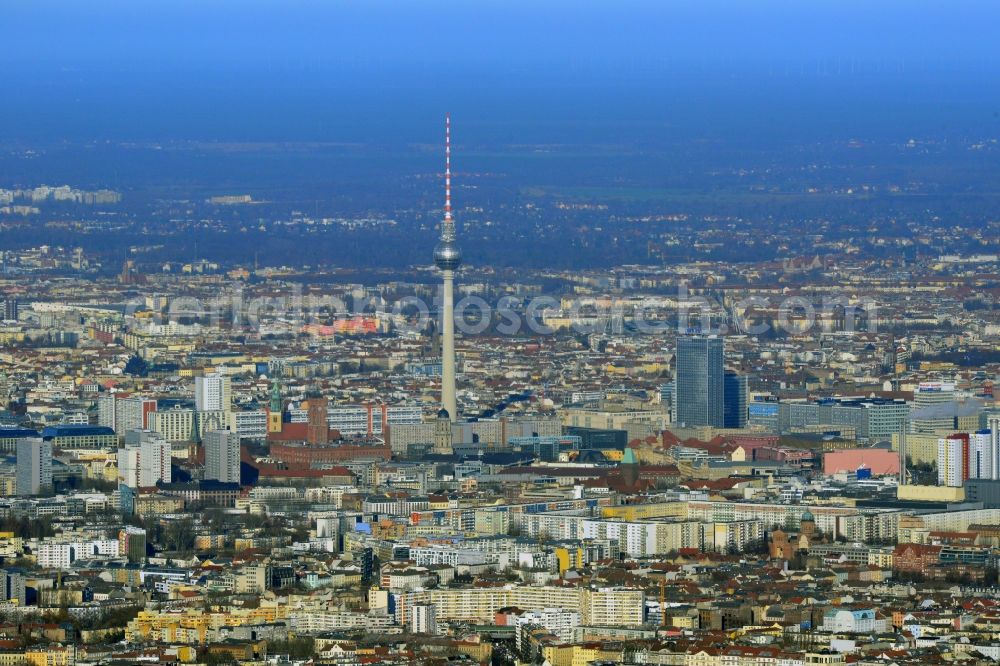 Berlin from above - City Center East Berlin on TV tower in destrict Mitte