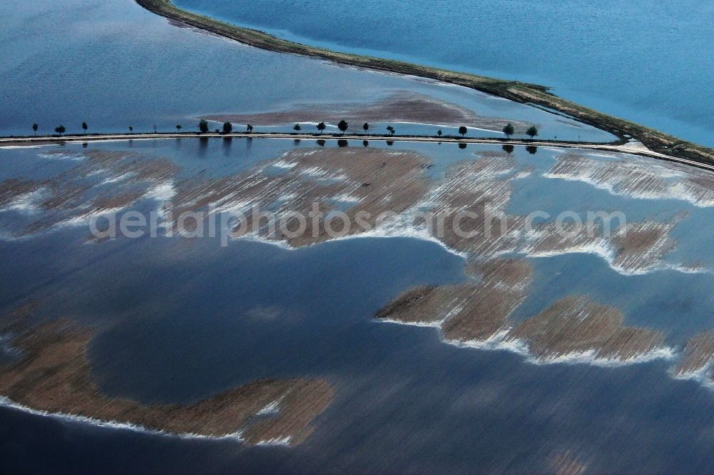 Aerial image Havelberg - Riparian areas and flooded flood meadows due to a river bed leading to flood levels of Unteren Havel in Havelberg in the state Saxony-Anhalt, Germany