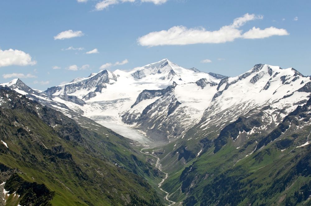 Aerial photograph Grimentz - Mountain and glacier landscape in Grimentz in the Canton of Valais in Switzerland