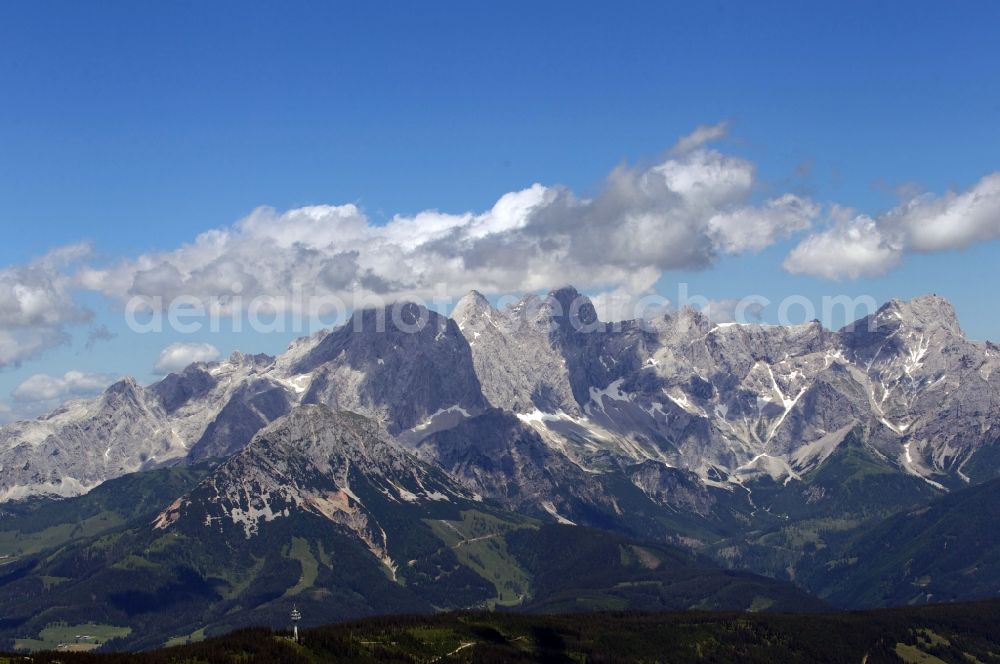 Grimentz from the bird's eye view: Mountain and glacier landscape in Grimentz in the Canton of Valais in Switzerland