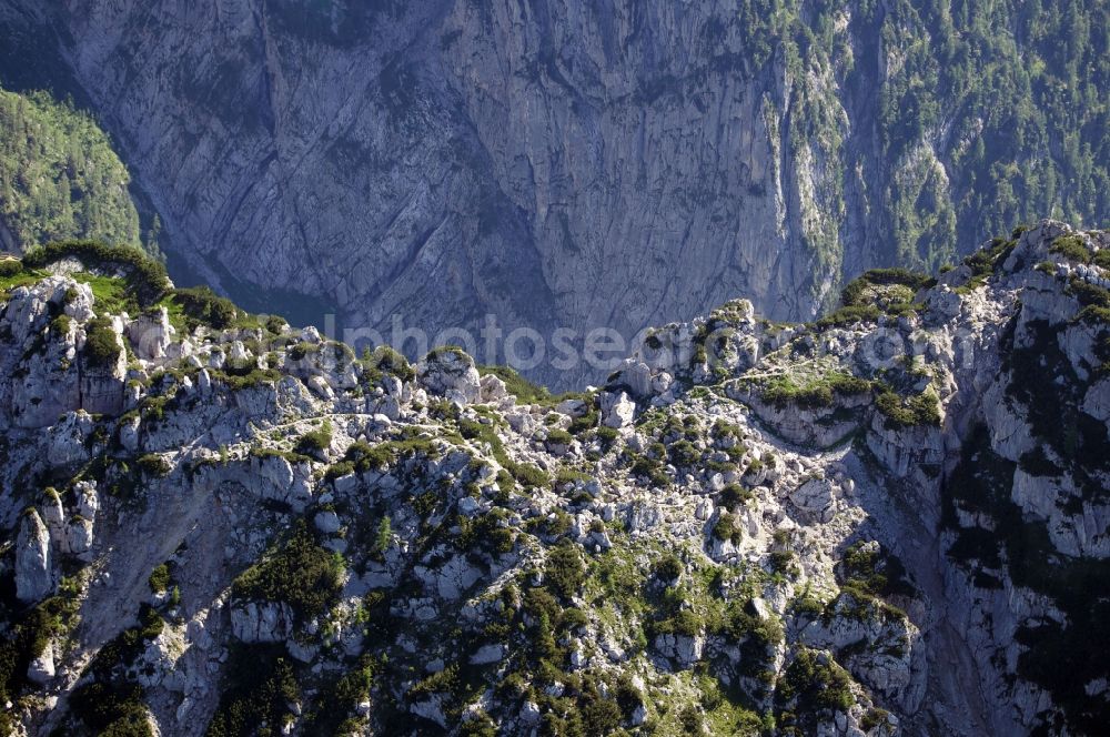 Aerial image Grimentz - Mountain and glacier landscape in Grimentz in the Canton of Valais in Switzerland