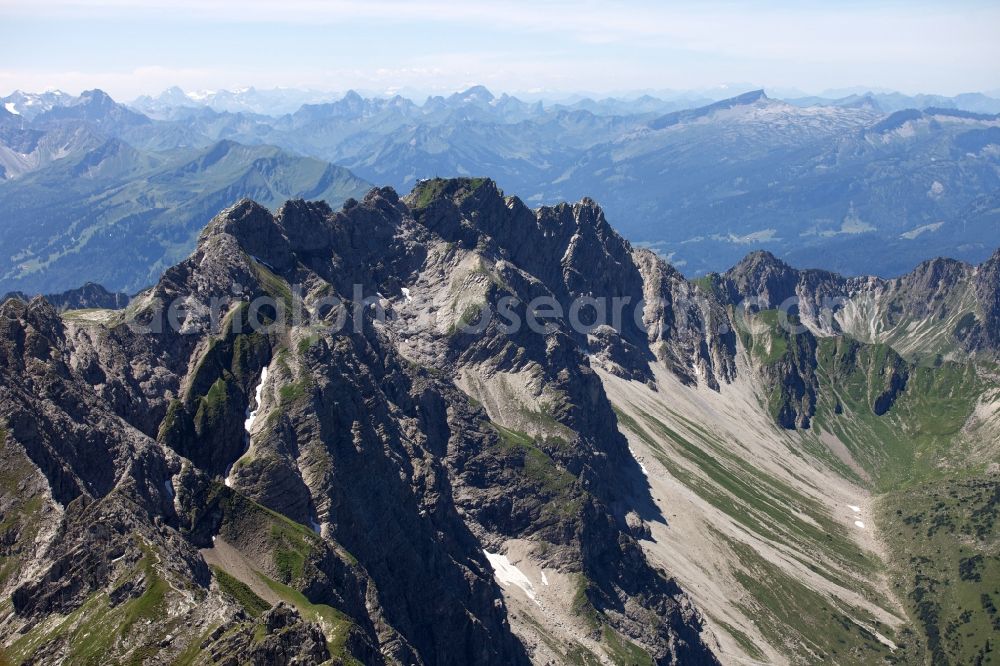 Grimentz from the bird's eye view: Mountain and glacier landscape in Grimentz in the Canton of Valais in Switzerland