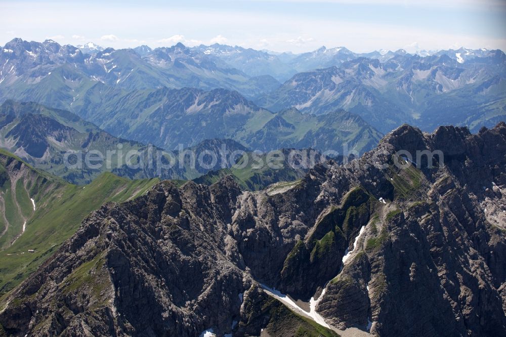 Aerial image Grimentz - Mountain and glacier landscape in Grimentz in the Canton of Valais in Switzerland