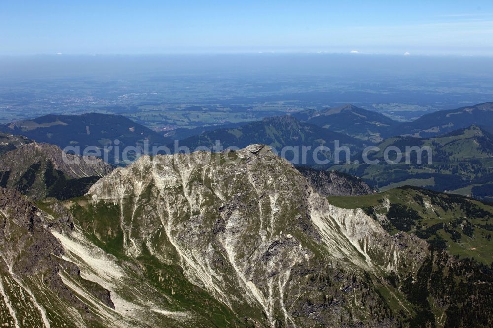 Grimentz from the bird's eye view: Mountain and glacier landscape in Grimentz in the Canton of Valais in Switzerland