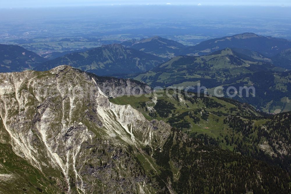 Aerial image Grimentz - Mountain and glacier landscape in Grimentz in the Canton of Valais in Switzerland