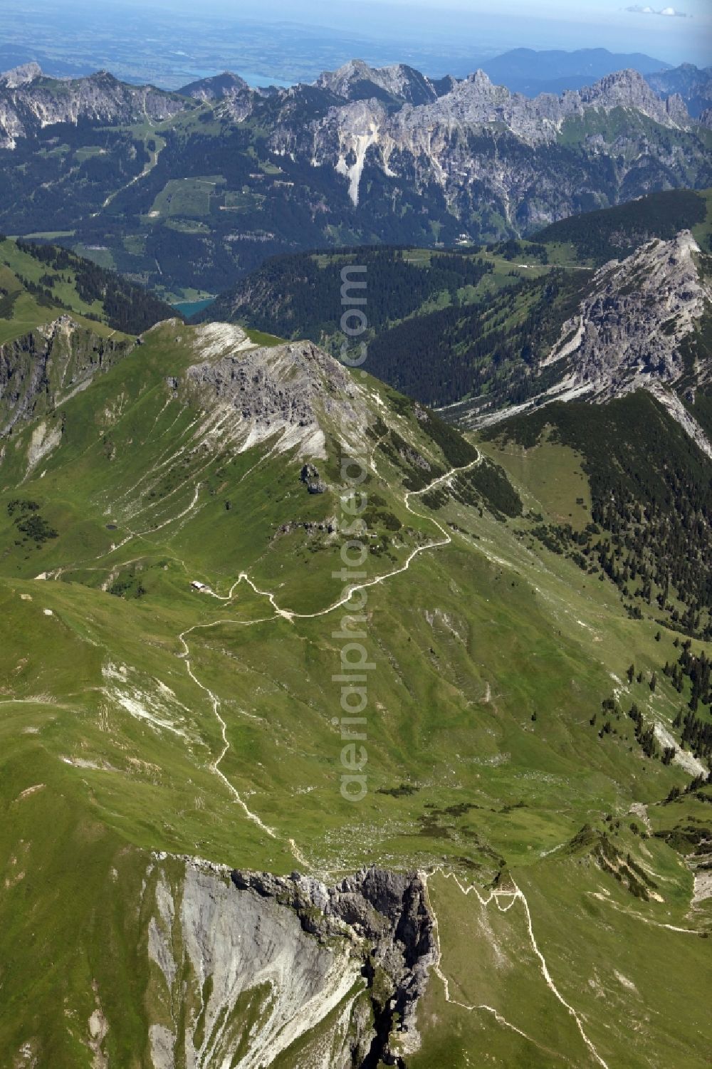 Aerial photograph Grimentz - Mountain and glacier landscape in Grimentz in the Canton of Valais in Switzerland