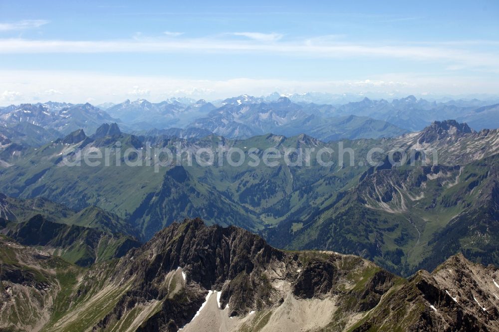 Grimentz from the bird's eye view: Mountain and glacier landscape in Grimentz in the Canton of Valais in Switzerland