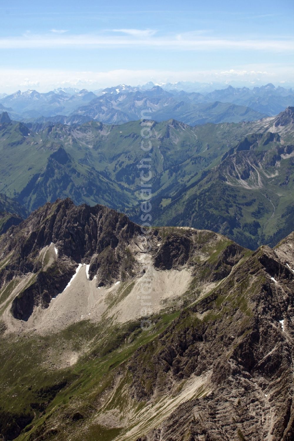 Aerial image Grimentz - Mountain and glacier landscape in Grimentz in the Canton of Valais in Switzerland