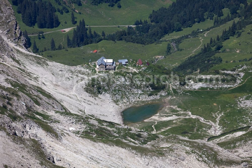 Grimentz from the bird's eye view: Mountain and glacier landscape in Grimentz in the Canton of Valais in Switzerland