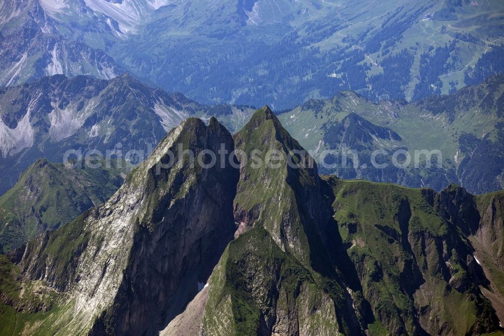 Aerial photograph Grimentz - Mountain and glacier landscape in Grimentz in the Canton of Valais in Switzerland