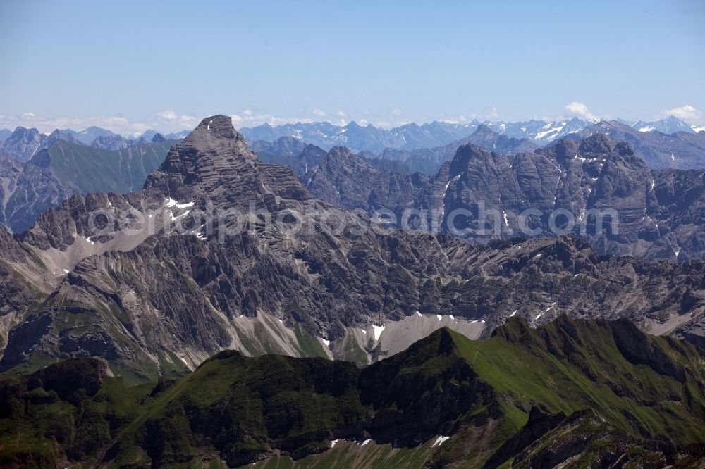 Grimentz from the bird's eye view: Mountain and glacier landscape in Grimentz in the Canton of Valais in Switzerland