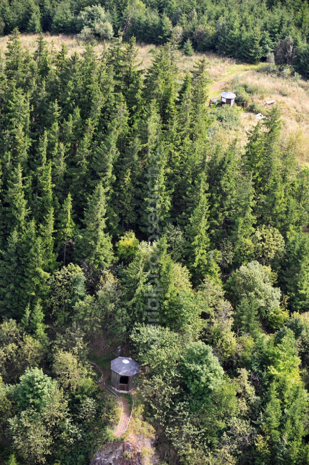 Aerial image Friedrichroda - Viewing platform at the hill Gottlob near by Friedrichroda in Thuringia