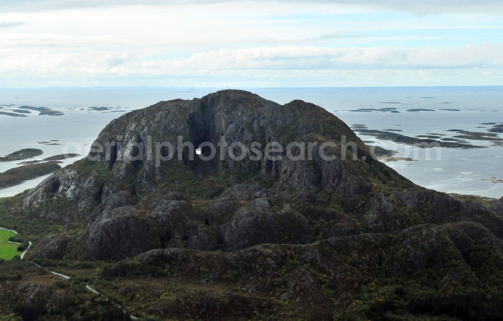 Bronnoysund from above - View of the mountain Torghatten near Bronnoysund in the provinz of Nordland in Norway