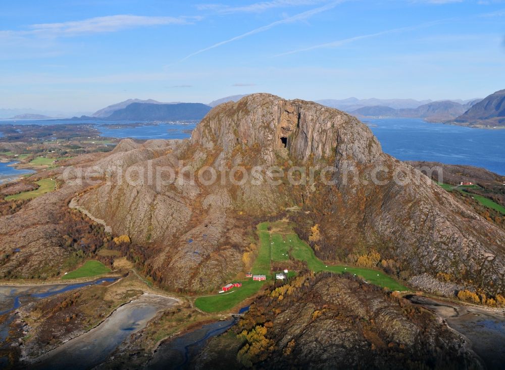 Bronnoysund from above - View of the mountain Torghatten near Bronnoysund in the provinz of Nordland in Norway