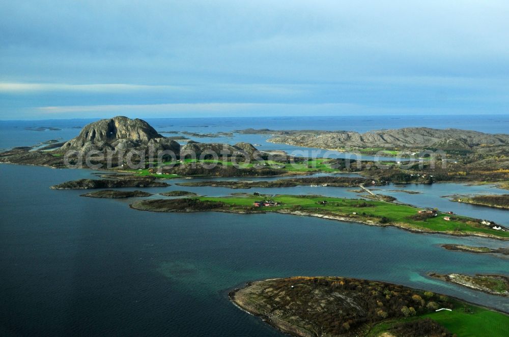 Aerial photograph Bronnoysund - View of the mountain Torghatten near Bronnoysund in the provinz of Nordland in Norway