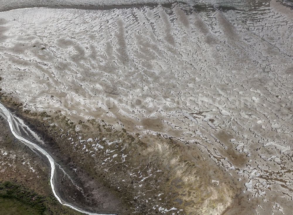 Westerhever from above - Crossing between salt meadows and sandy bank to the west Westerhever in the federal state Schleswig-Holstein