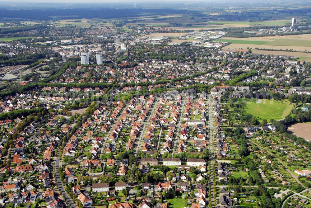 Kamp-Lintfort from above - Bergarbeitersiedlung der Zeche Friedrich Heinrich in Kamp-Lintfort, sie entstand vor und nach dem 1. Weltkrieg.