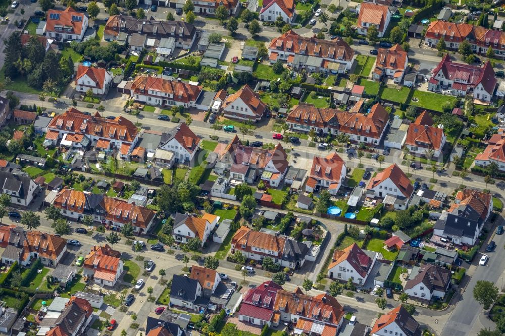 Kamp-Lintfort from above - Mine settlement along the road Franz Georg road in Kamp-Lintfort North Rhine-Westphalia