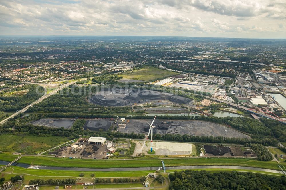 Aerial image Bottrop - Layers of a mining trunk at the Sturmshof in an industrial and commercial area with coal reserves in Bottrop in the state of North Rhine-Westphalia - NRW, Germany