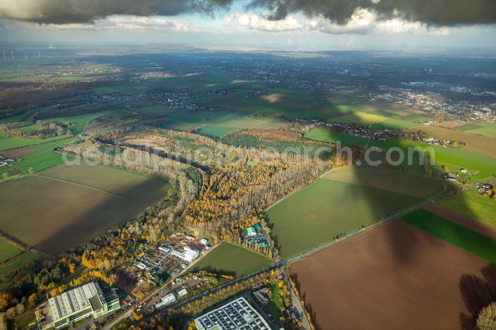 Aerial image Düren - Layers of a mining waste dump Berghalde Beythal in Dueren in the state North Rhine-Westphalia, Germany