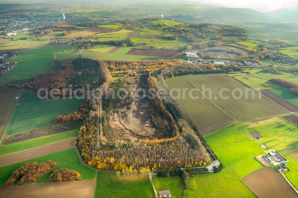 Aerial image Düren - Layers of a mining waste dump Berghalde Beythal in Dueren in the state North Rhine-Westphalia, Germany