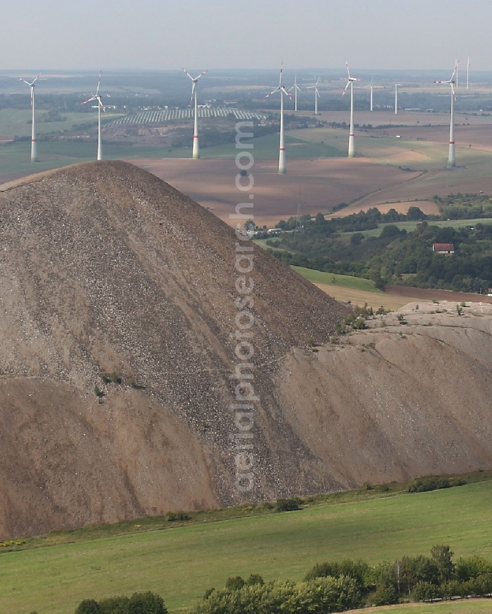 Aerial photograph Volkstedt - Layers of a mining waste dump the formerly Copper mining in Volkstedt in the state Saxony-Anhalt, Germany