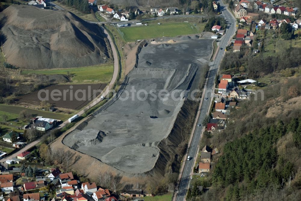 Hergisdorf from the bird's eye view: Layers of a mining waste dump in Hergisdorf in the state Saxony-Anhalt