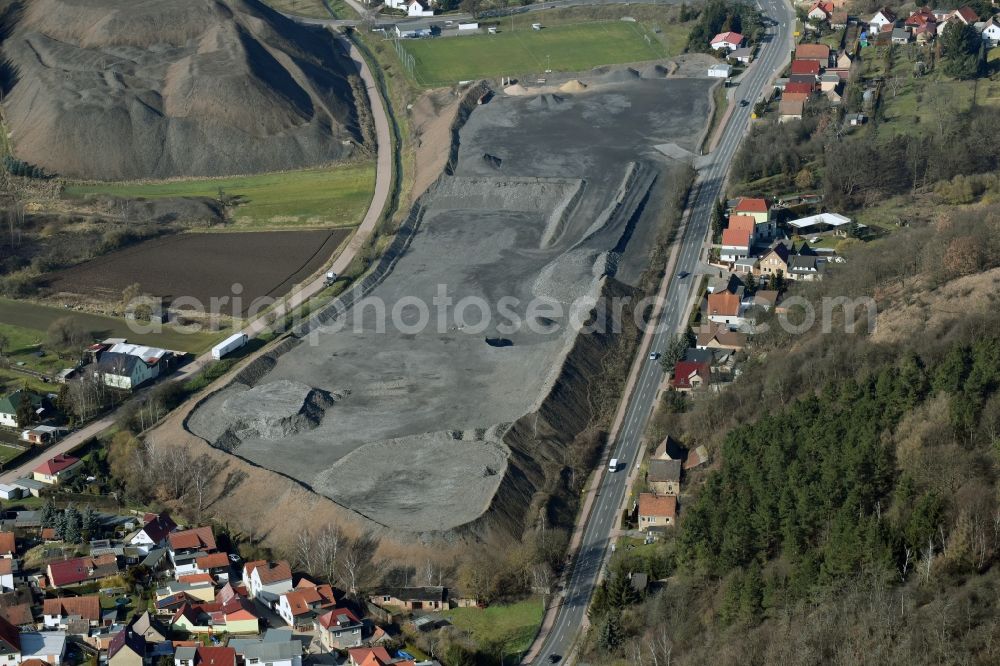 Aerial image Hergisdorf - Layers of a mining waste dump in Hergisdorf in the state Saxony-Anhalt