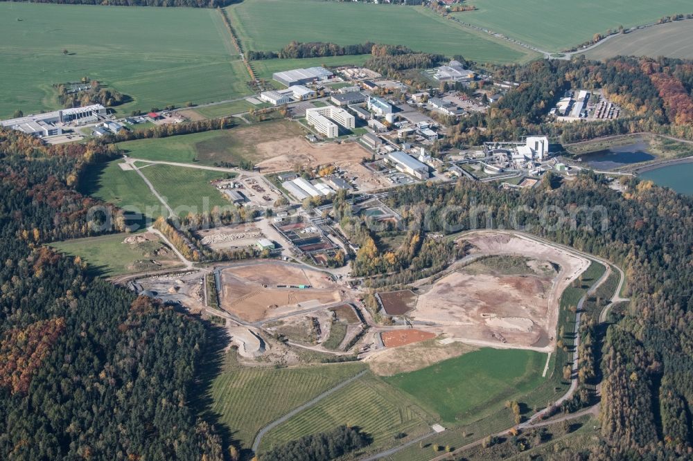 Königstein from the bird's eye view: Layers of a mining waste dump in Koenigstein in the state Saxony, Germany